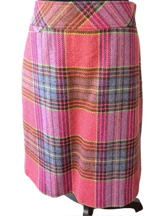 L.L. Bean Dresses & Skirts - L.L. Bean Pink Plaid Wool Pencil Skirt - Size 10R - Pink Red Blue